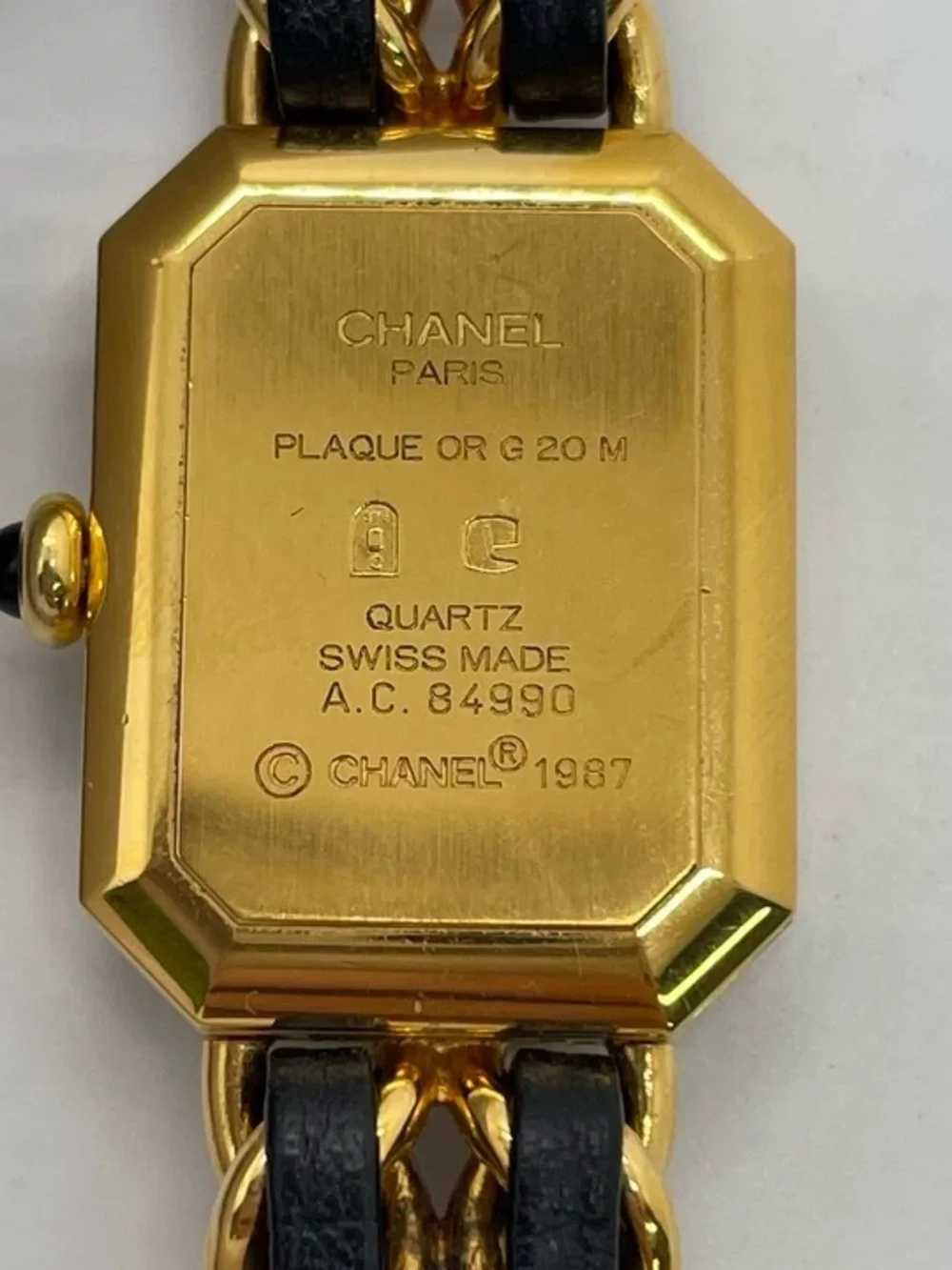 CHANEL Black and Gold Chain-Link Octagonal Dial Watch